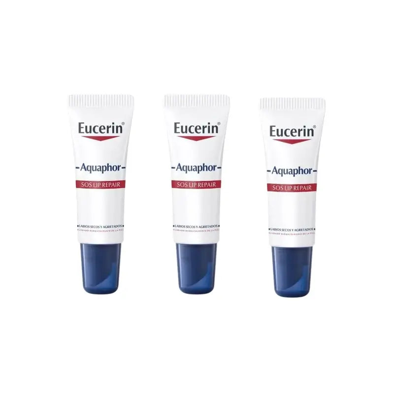 Eucerin Aquaphor Sos Soin régénérant pour les lèvres, 3X10 Ml
