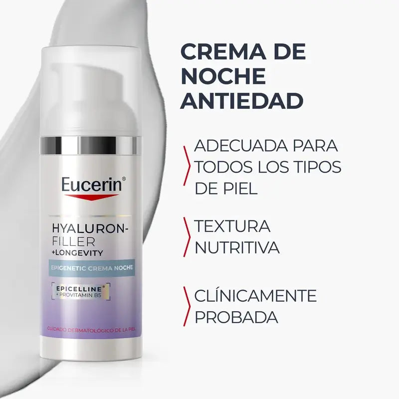 Eucerin Hyaluron-Filler + Longevity Epigenetic Crème de nuit, 50 ml