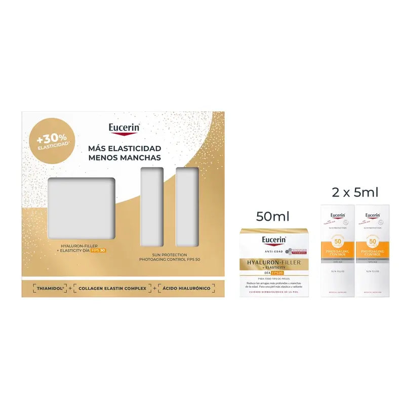Eucerin Anti-Age Pack Hyaluron-Filler Elasticity Day Fps 30 50Ml + 2 Minis Photoaging Control Fps 50+ 2X5Ml