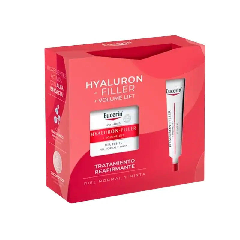 Eucerin Pack Hyluron-Filler Volume Crème de Jour Peau Normale à Mixte SPF15 + Contour des Yeux 15ml