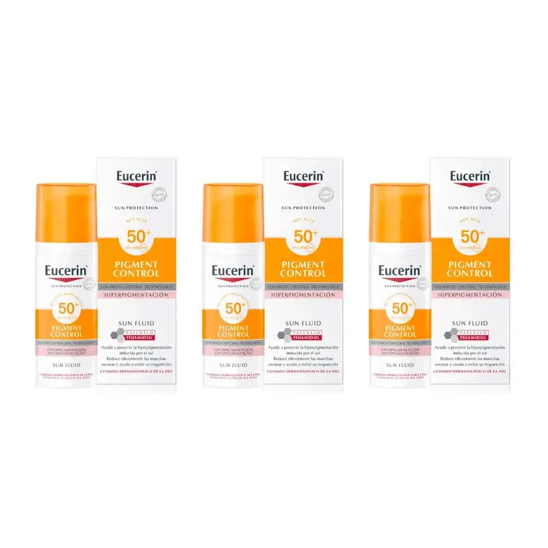 Eucerin Pigment Control Spf50+ Fluide Solaire, 3X50 Ml