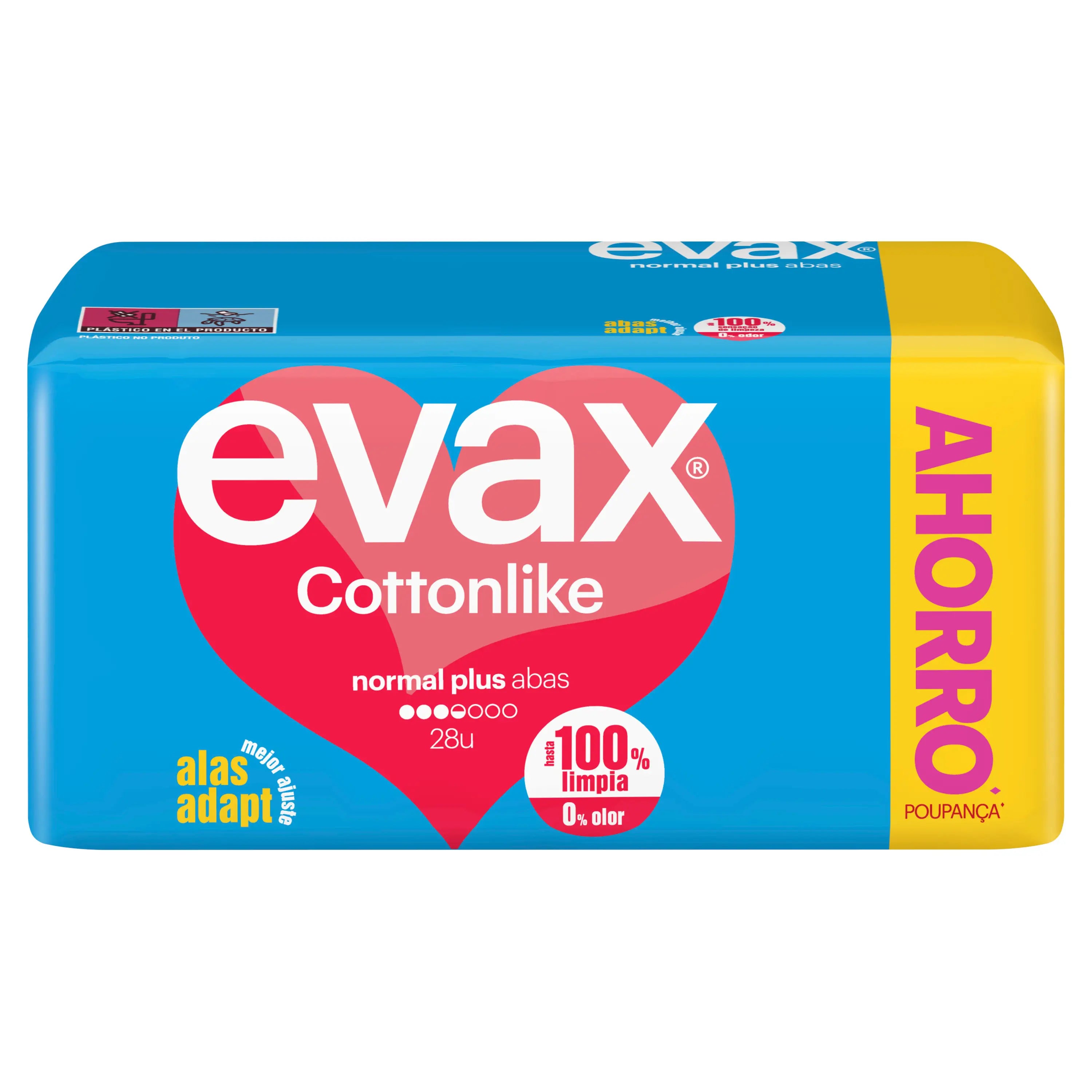 Evax Cottonlike Pads Normal Plus With Wings , 28 unités