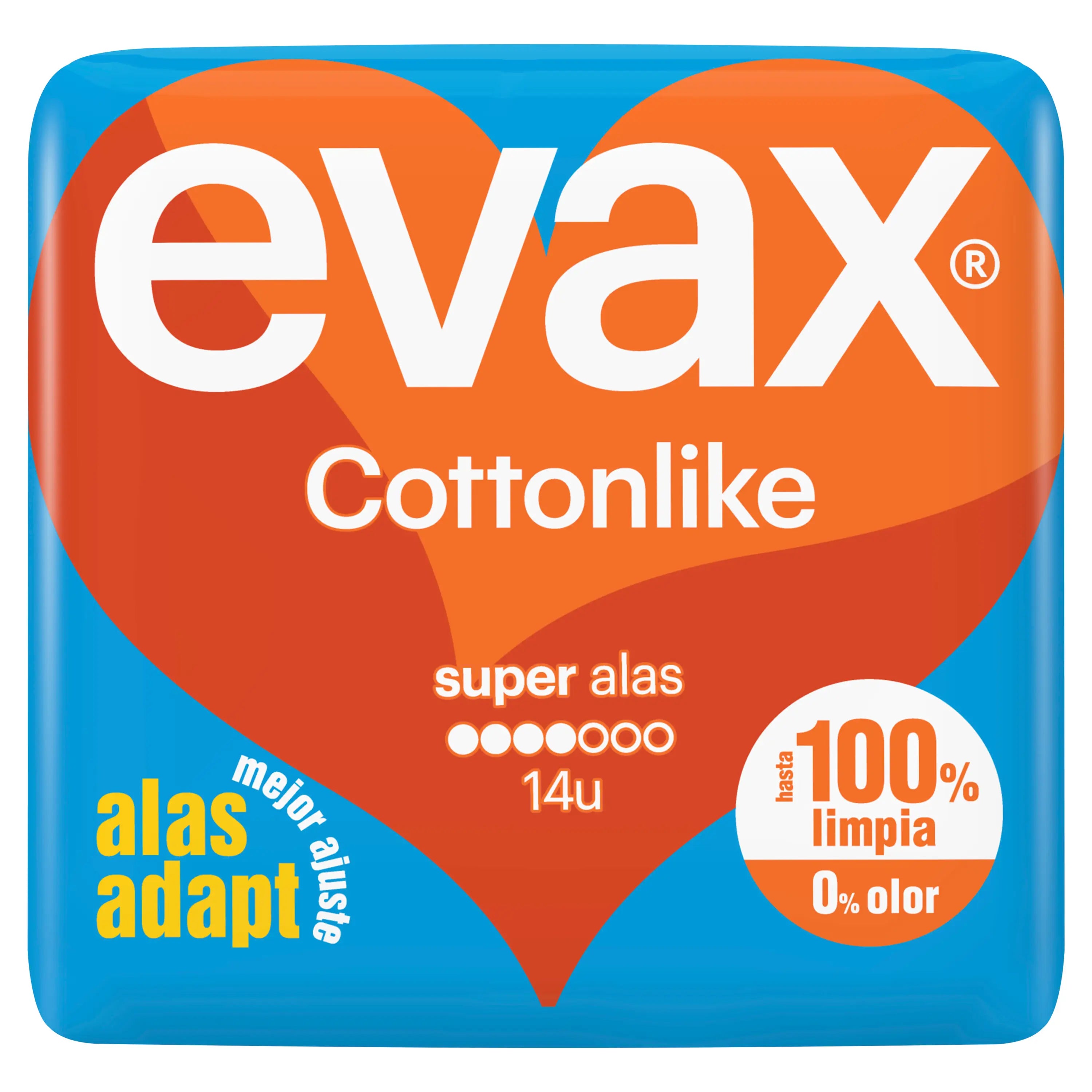 Evax Cottonlike Super Pads With Wings , 14 unités