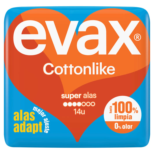 Evax Cottonlike Super Pads With Wings , 14 unités