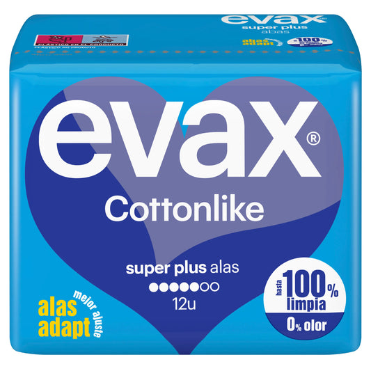 Evax Cottonlike Super Plus Pads With Wings , 12 unités
