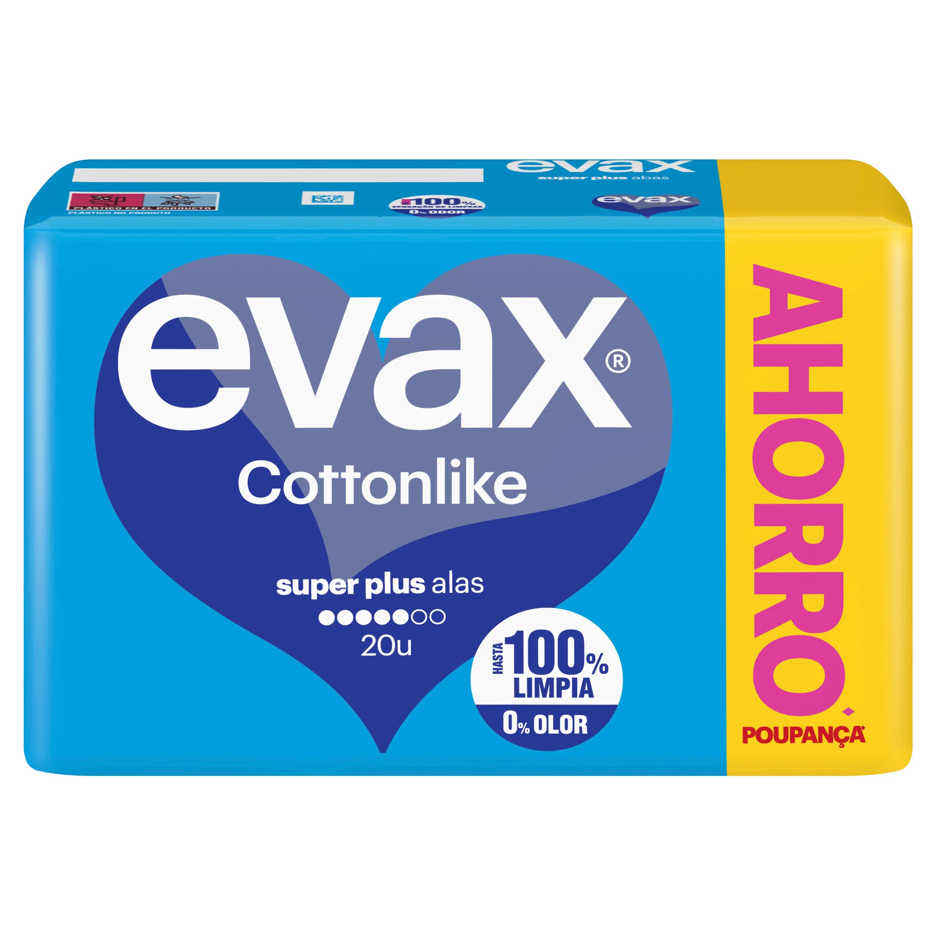 Evax Cottonlike Super Plus Pads With Wings , 20 unités