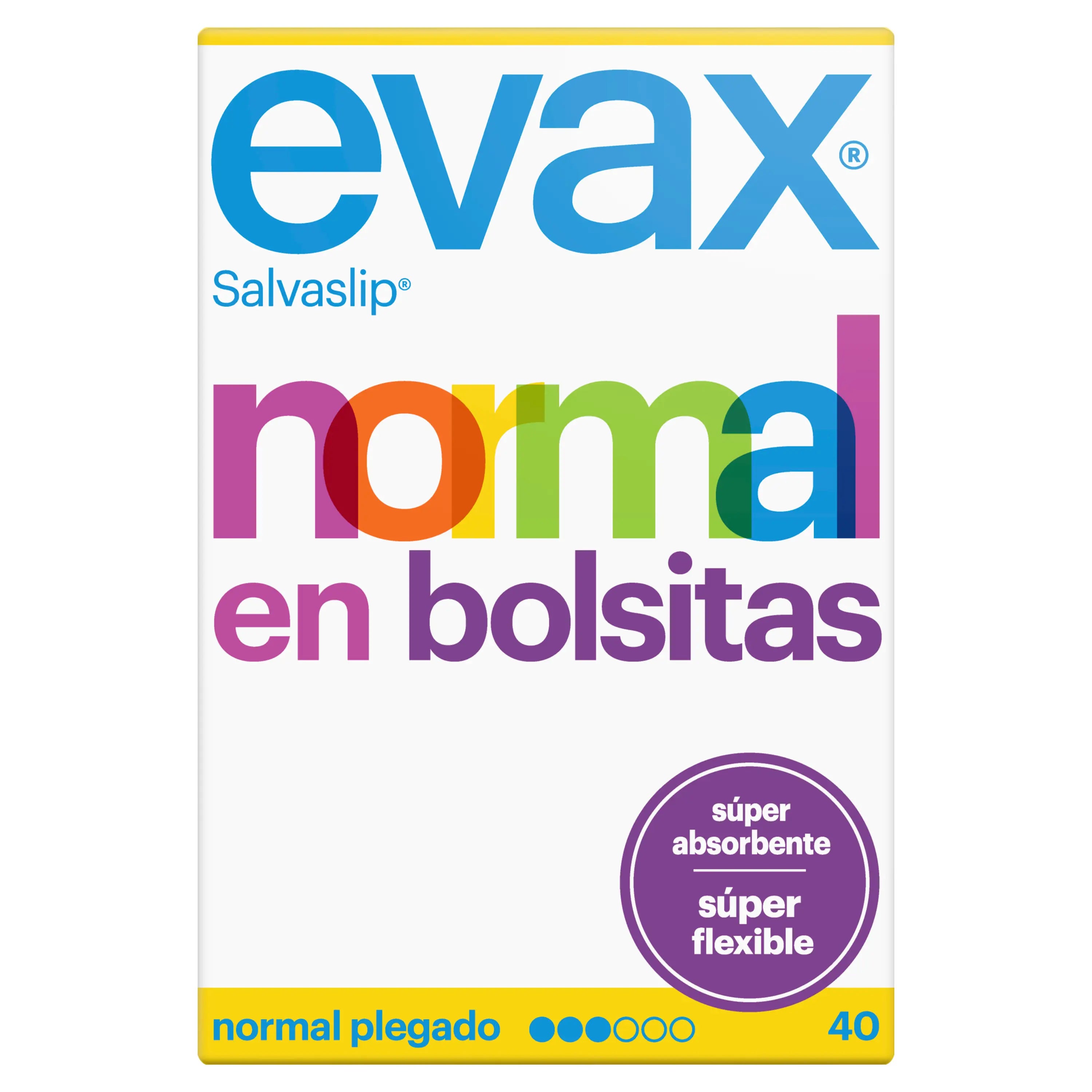 Evax Salvaslip Normal Super Absorbent Panty Liner Protegeslips, 40 pieces