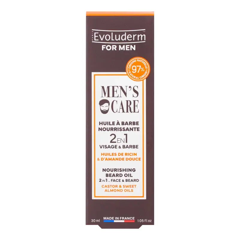 Evoluderm Huile à barbe nourrissante - Pour hommes, 30 ml