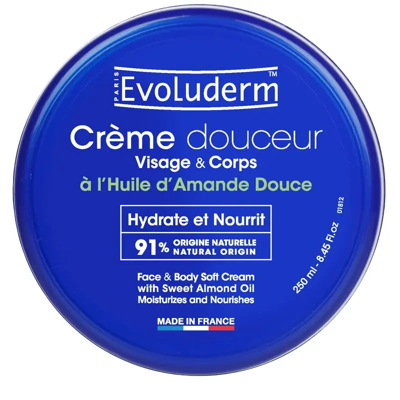 Evoluderm Crème visage et corps à l'amande douce, 250 ml