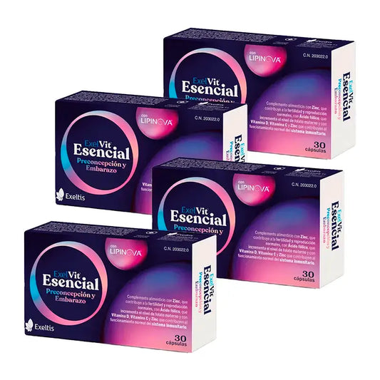 Exelvit Essentiel Préconception et Grossesse, Pack 4 x 30 Capsules