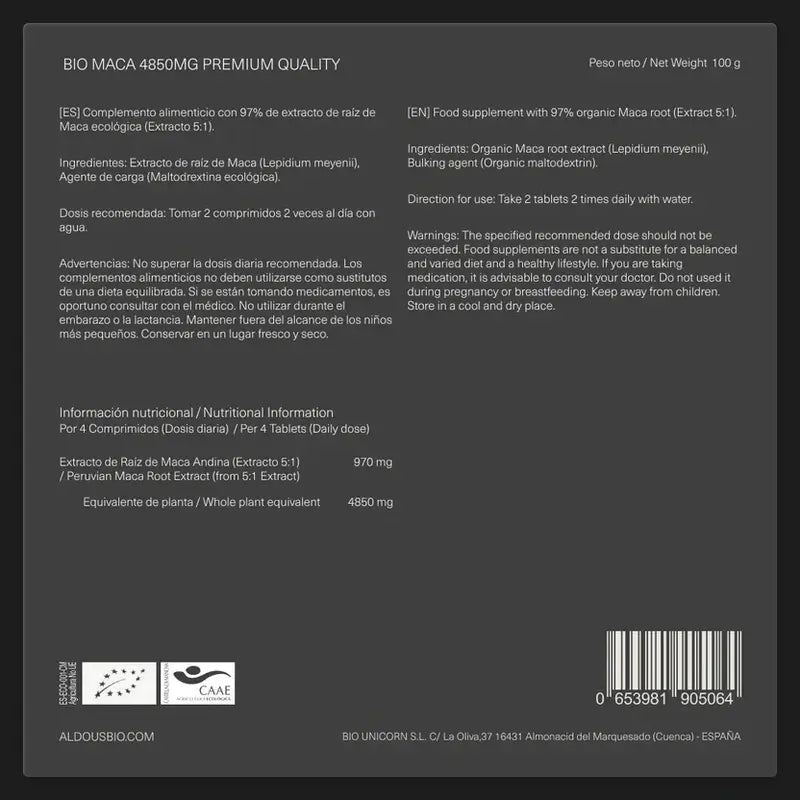 Aldous Maca Extract, 400 comprimés