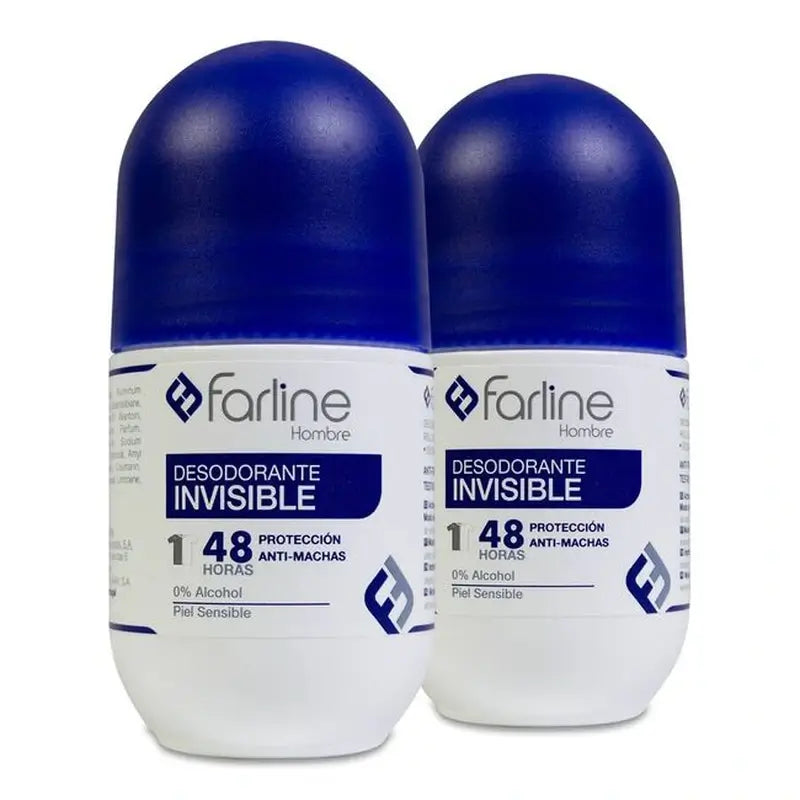 Farline Déodorant Invisible pour Hommes Roll - On, Pach 2 X 50 Ml