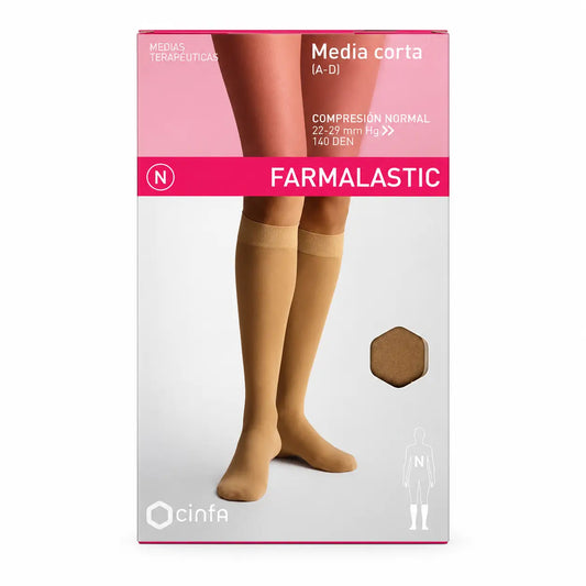 Farmalastic Bas court de compression Normal Compression Beige, Grande Taille