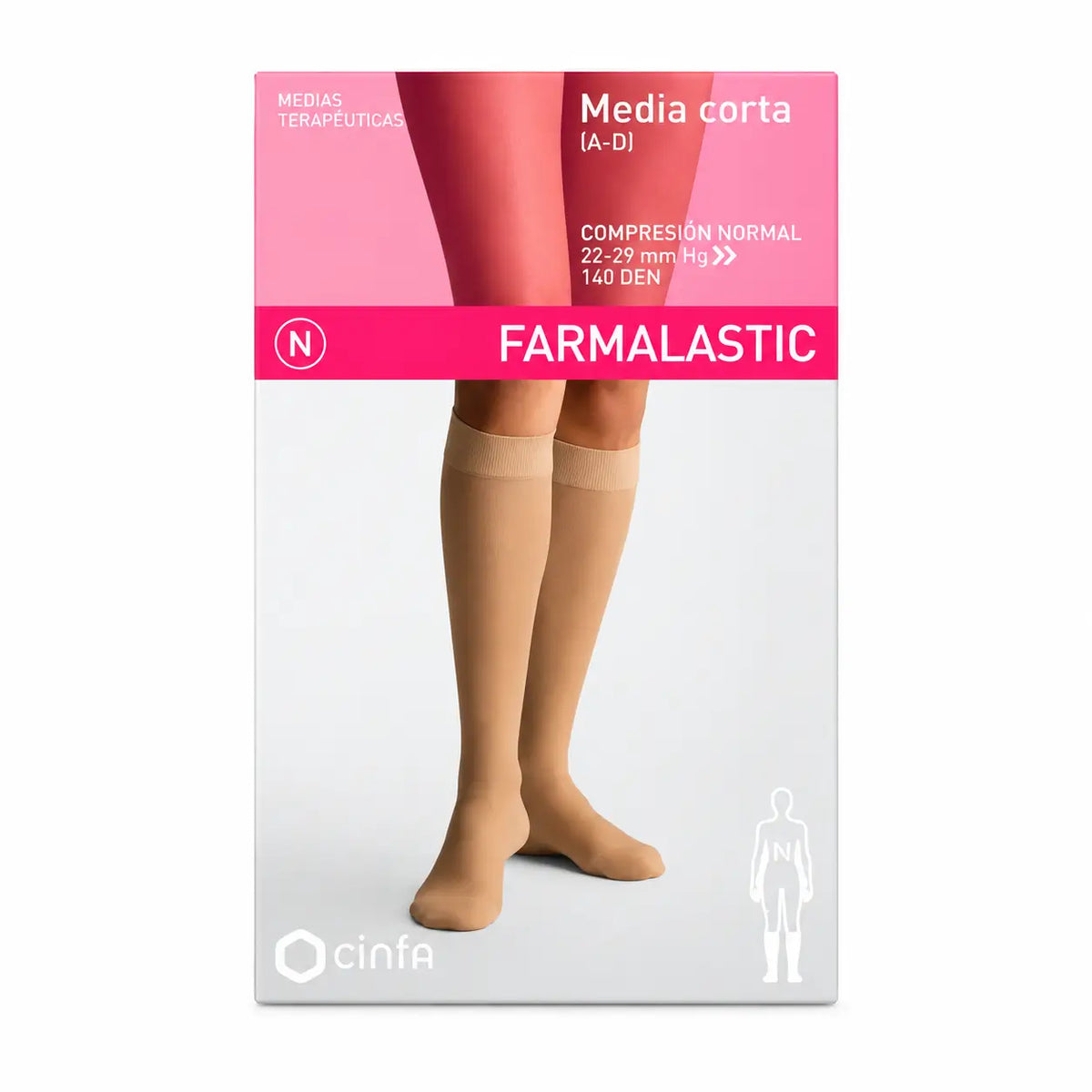 Farmalastic - Bas de compression - Compression normale - Beige, Taille Queen Plus