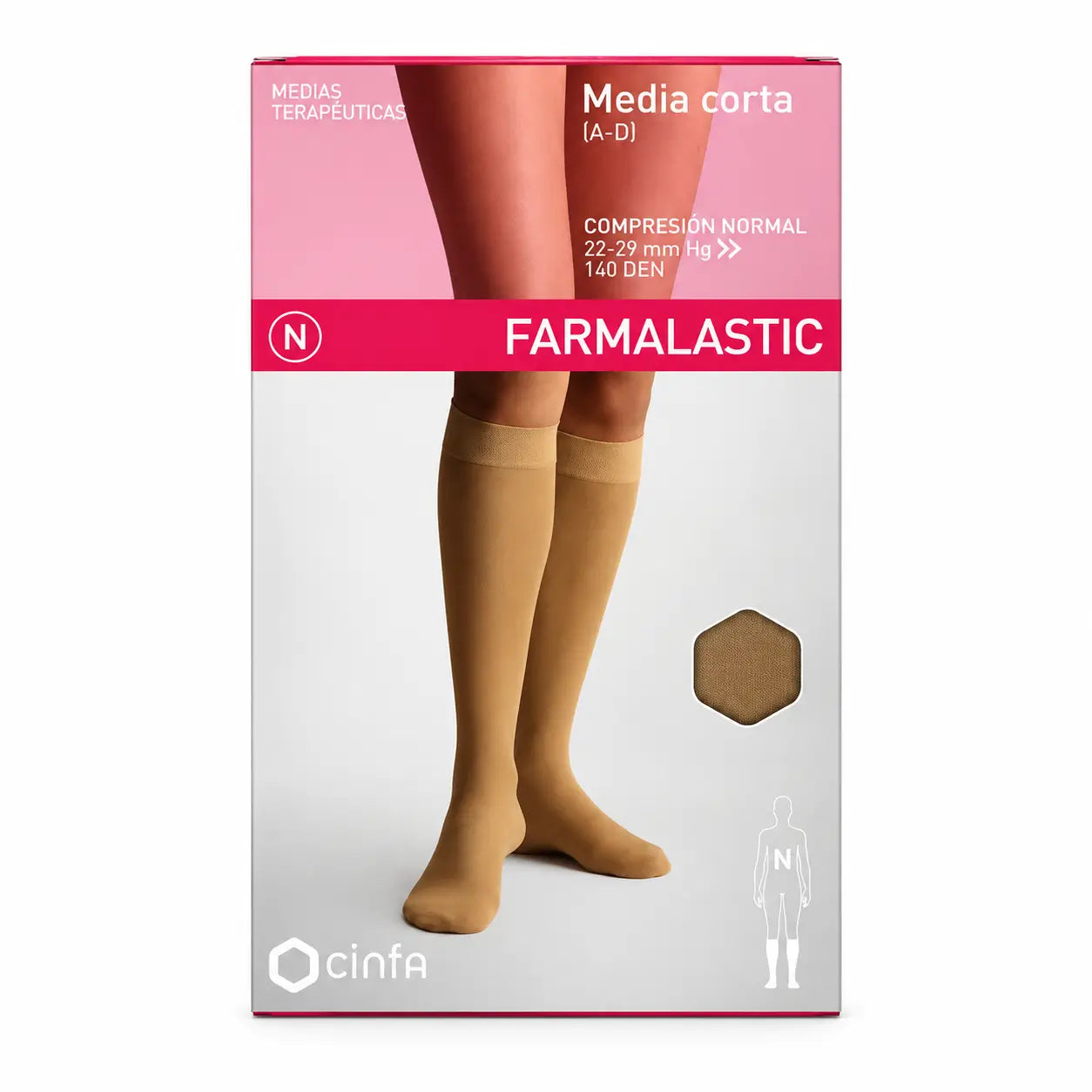 Farmalastic Short Stocking Compression Normal Beige, Taille XL