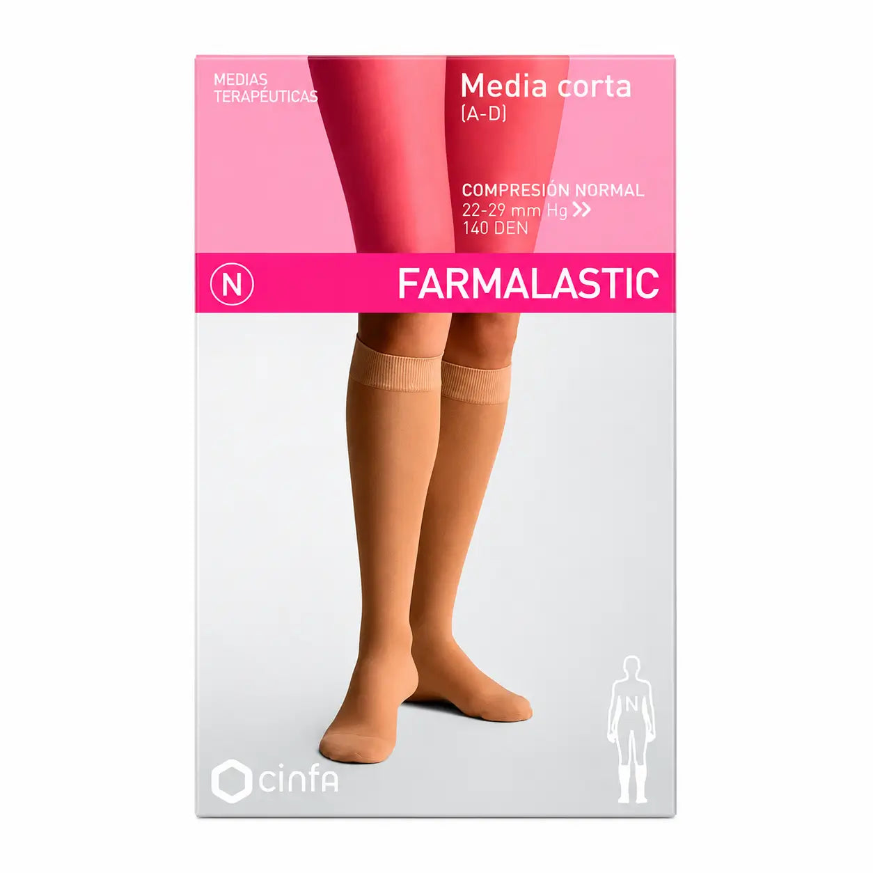 Farmalastic Bas de compression Normal Compression Noir, Taille XL
