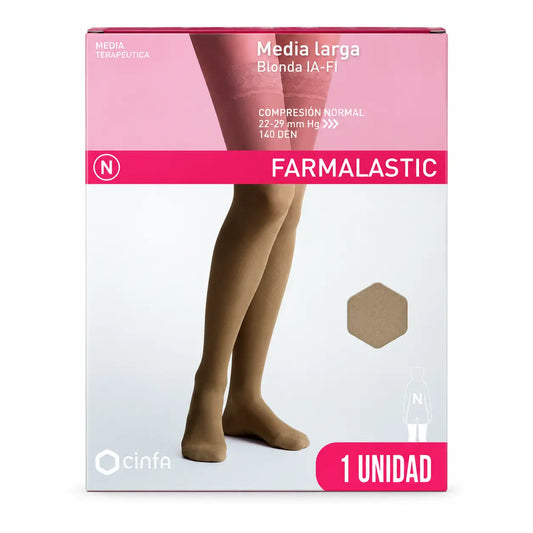 Farmalastic Long Pantyhose Compression Normal Compression Beige, Small Size