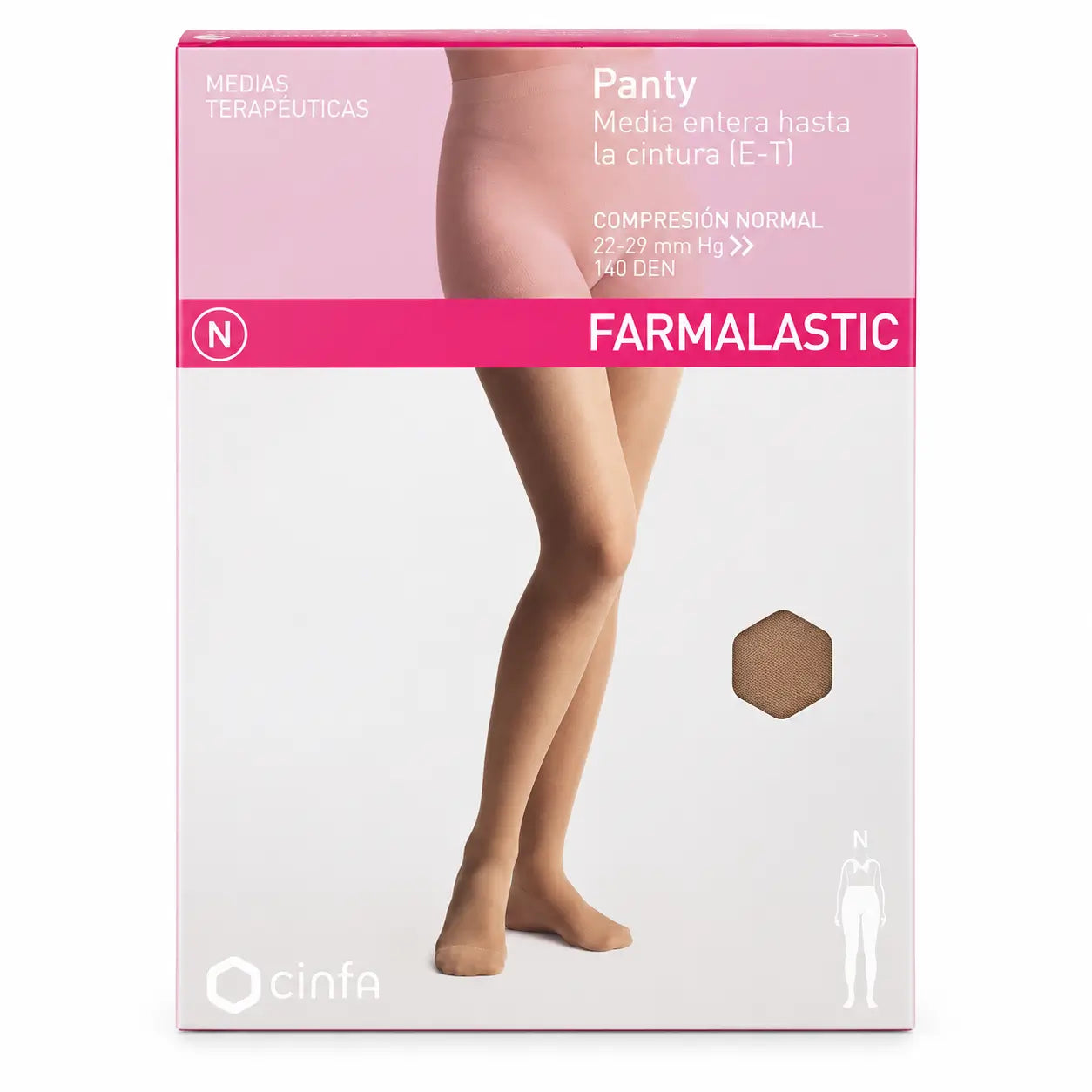 Collant de compression Farmalastic Normal Compression Beige, Taille Petite