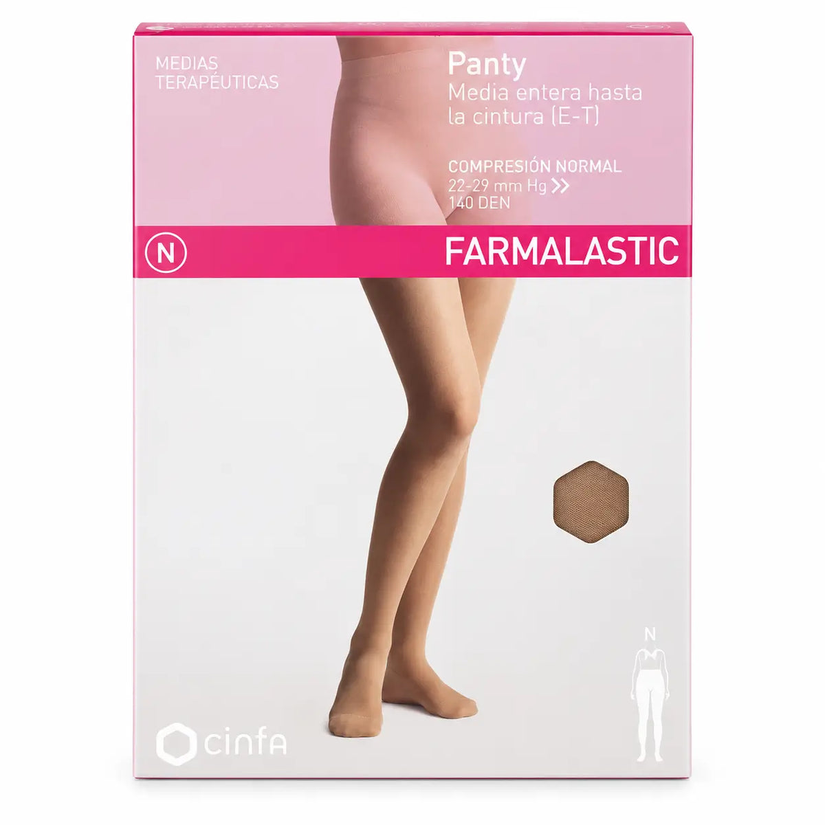 Collant de compression Farmalastic Normal Compression Beige, Taille Petite