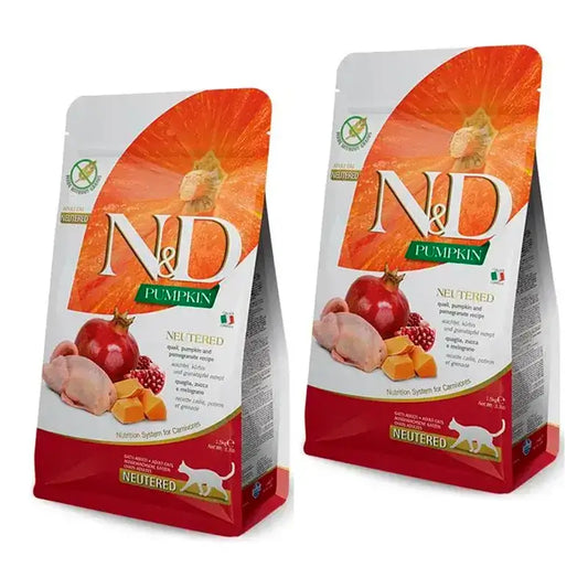 Farmina N&D Cat Pumpkin Neutered Caille, paquet de 2 x 1,5Kg