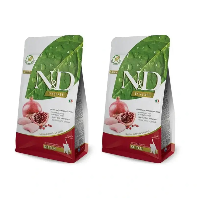 Farmina N&D Cat Kitten Prime Chicken 10Kg, nourriture pour chatons, paquet de 2
