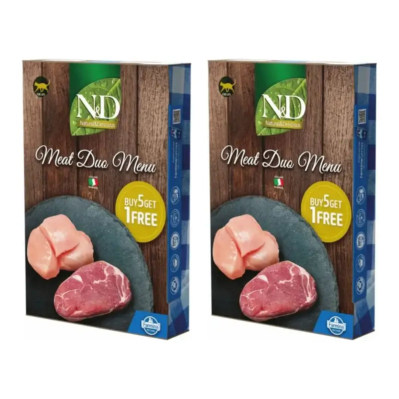 Farmina N&D Cat Natural Meat Duo Menu 6X70Gr, nourriture humide pour chat, paquet de 2