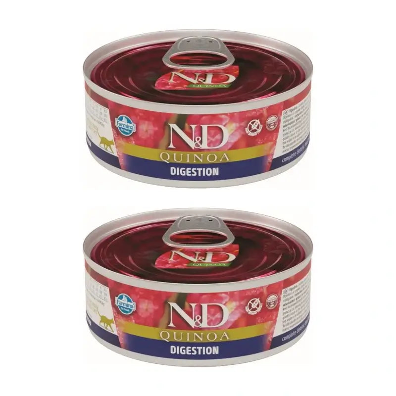 Farmina N&D Cat Quinoa Digestion Box 24X80Gr, nourriture humide pour chat, paquet de 2