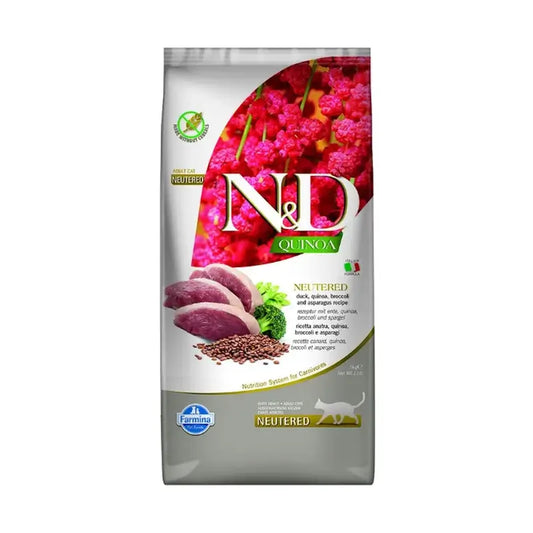Farmina N&D Cat Quinoa Neutered Neutered Duck 5Kg, nourriture pour chats