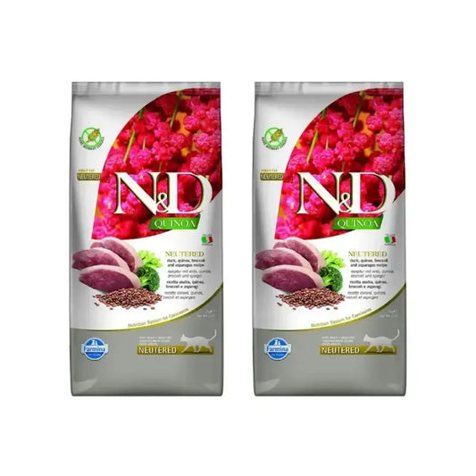 Farmina N&D Cat Quinoa Neutered Duck 5Kg, nourriture pour chats, paquet de 2
