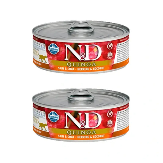 Farmina N&D Cat Quinoa Skin Coat Herring Skin Coat Herring 24X80Gr Box, Wet Cat Food, Pack Of 2