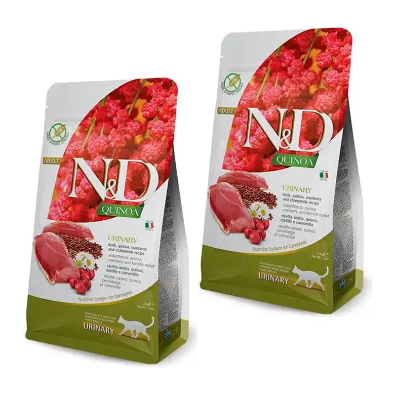Farmina N&D Cat Quinoa Urinary Quinoa Urinary Duck, paquet de 2 x 1,5Kg