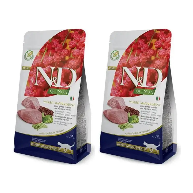 Farmina N&D Cat Quinoa Weight Management Lamb 5Kg, nourriture pour chat, paquet de 2
