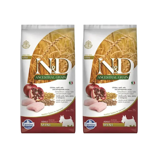 Farmina N&D Dog Ancestral Mini Chicken 7Kg, nourriture pour chien, paquet de 2