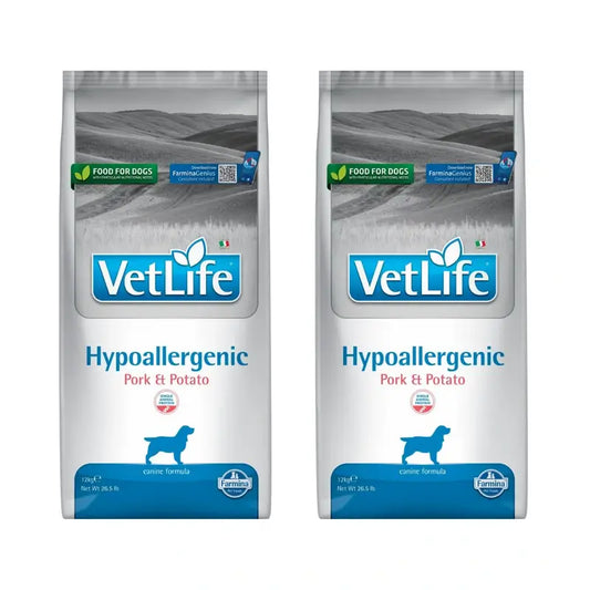 Farmina Vet Life Dog Hypoallergenic Pork Adult 12Kg, nourriture pour chiens, paquet de 2