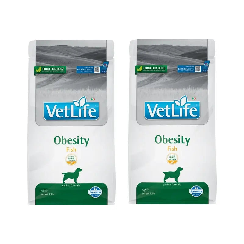 Farmina Vet Life Nat Dog Obesity Fish Adult 2Kg, nourriture pour chiens, paquet de 2