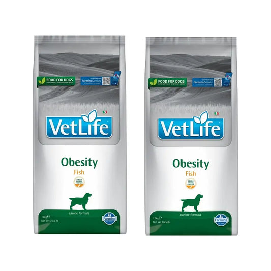 Farmina Vet Vet Life Nat Dog Obesity Fish Adult 12Kg, nourriture pour chiens, paquet de 2