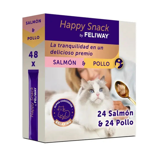 Feliway Happy Snack au poulet et au saumon, 48 sachets