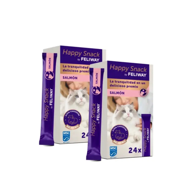 Feliway Happy Snack au saumon, lot de 2 x 24 sachets