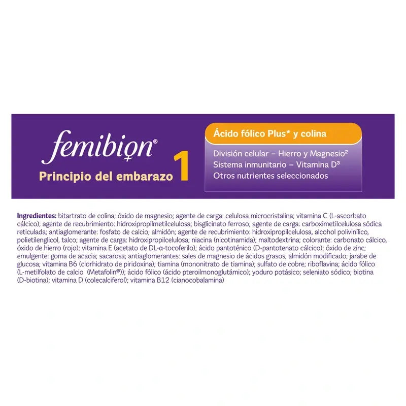 Femibion 1 Premier trimestre de grossesse, Semaines 1-12, Acide Folique Plus, 3X28 Comprimés