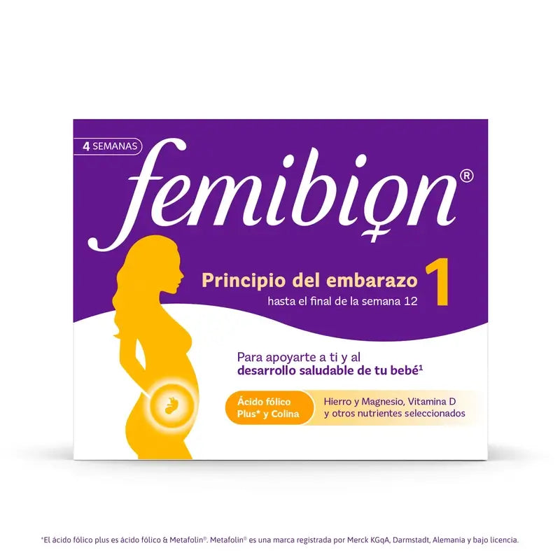 Femibion 1 Premier trimestre de grossesse, Semaines 1-12, Acide Folique Plus, 3X28 Comprimés