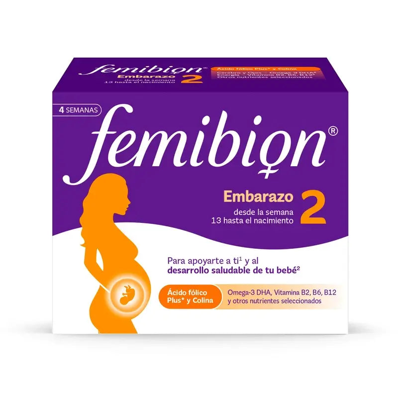 Femibion 2 Grossesse avec Acide Folique et Vitamines, 2X28 comprimés
