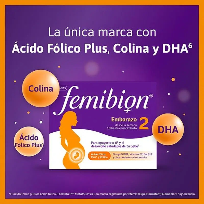 Femibion 2 Grossesse avec Acide Folique et Vitamines, 2X28 comprimés