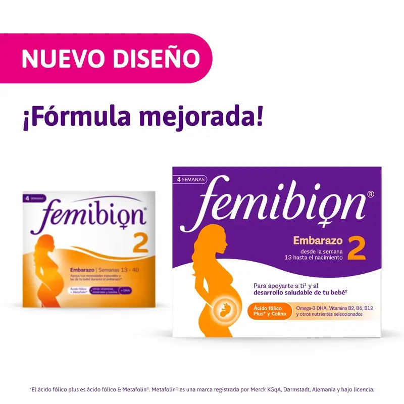 Femibion 2 Grossesse avec Acide Folique et Vitamines, 3X28 comprimés