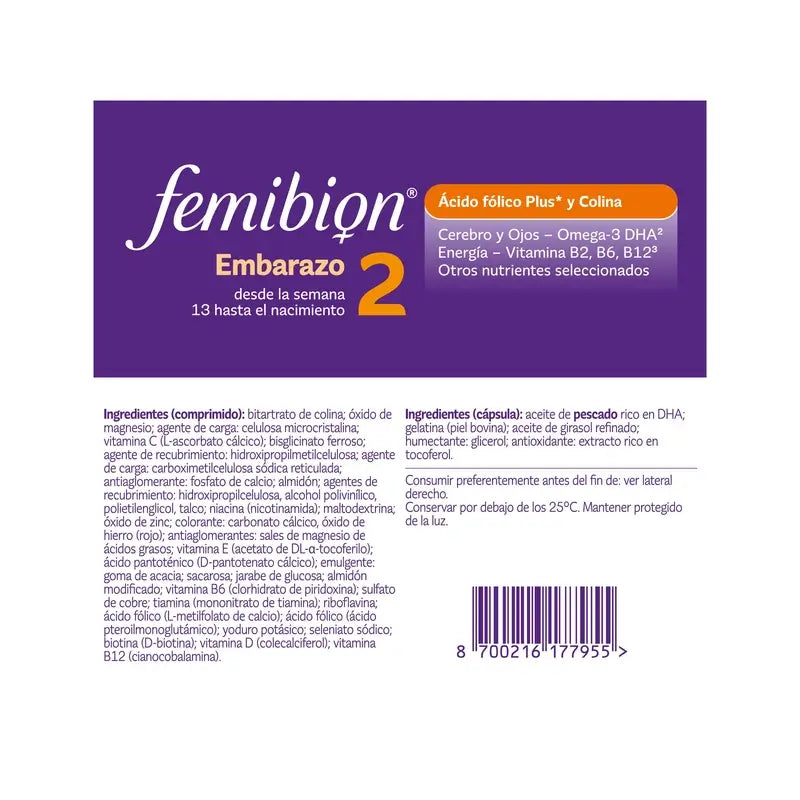 Femibion 2 Grossesse avec Acide Folique et Vitamines, 3X28 comprimés