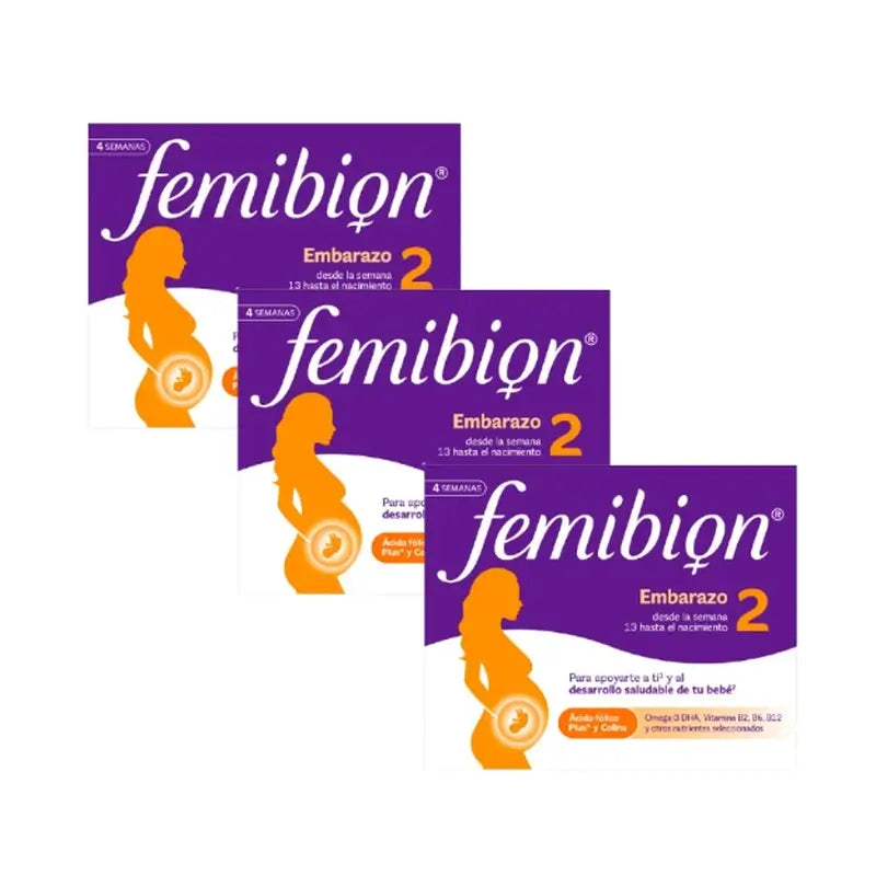 Femibion 2 Grossesse avec Acide Folique et Vitamines, 3X28 comprimés