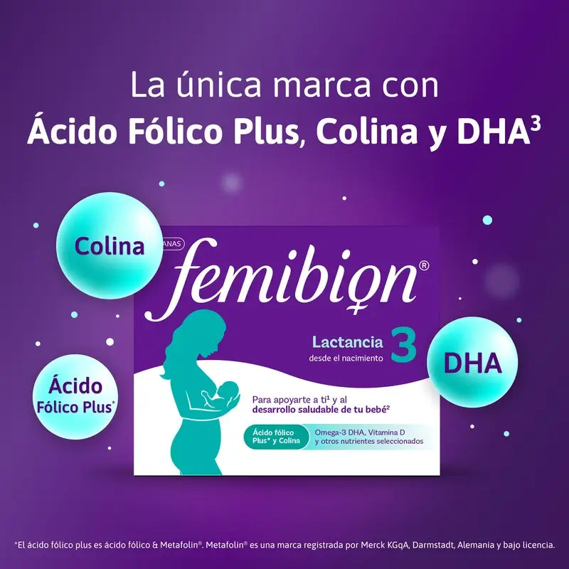 Femibion 3 Allaitement Grossesse avec Acide Folique et Vitamines, 2 x 28 Comprimés