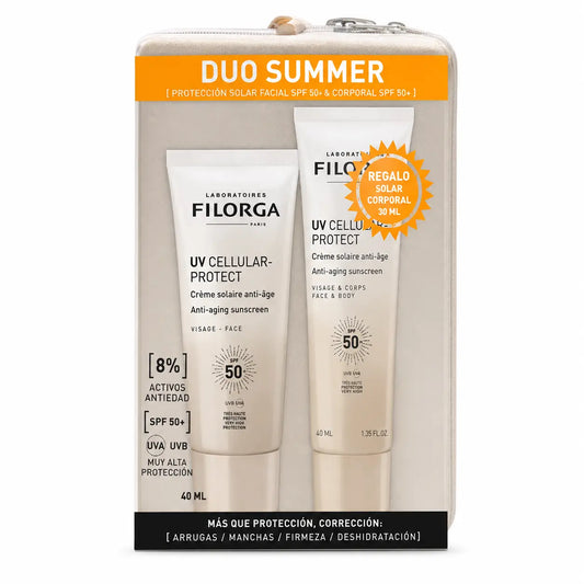Filorga Pack UV Cellular-Protect Visage SPF 50+ et UV Cellular-Protect Visage & Corps 50 ml, avec trousse de toilette offerte