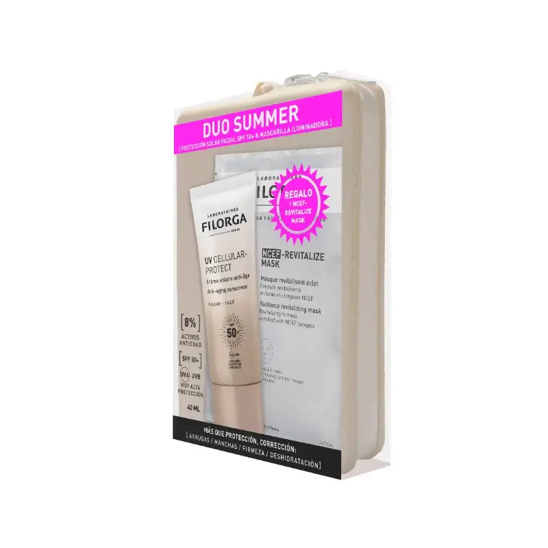 Filorga Pack UV Cellular-Protect Face SPF 50+ Masque NCEF-Revitalize et trousse de toilette offerte