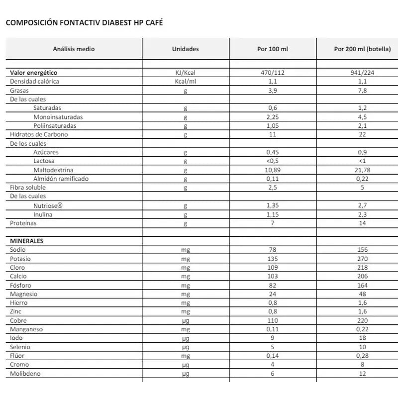 FontActiv Diabest Hp Coffee Pack 24 bouteilles x 200 ml