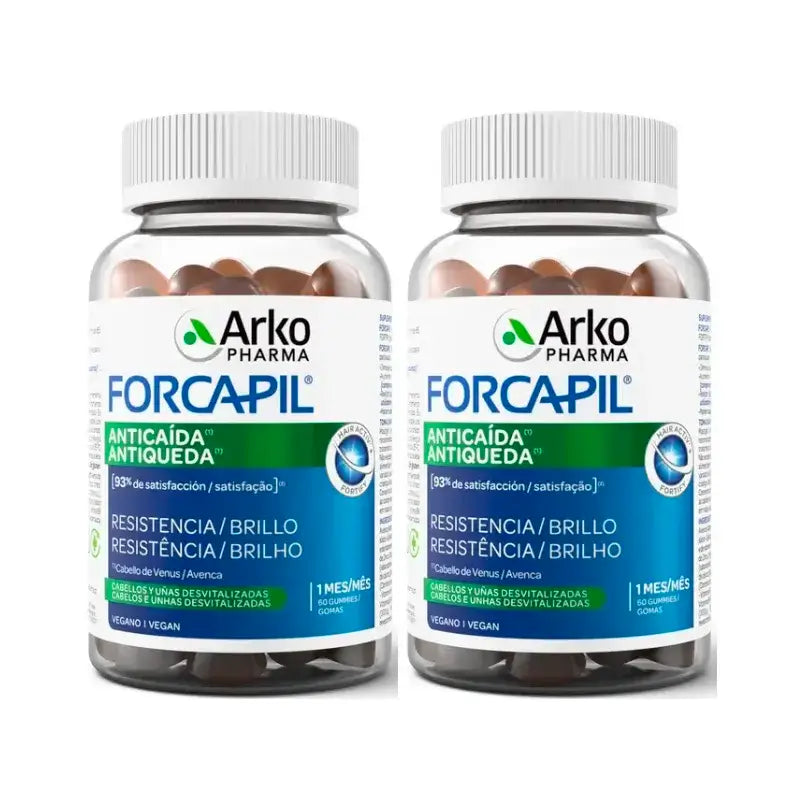 Arkopharma Forcapil Anti-Chute de Cheveux, Pack 2 x 60 bonbons gélifiés